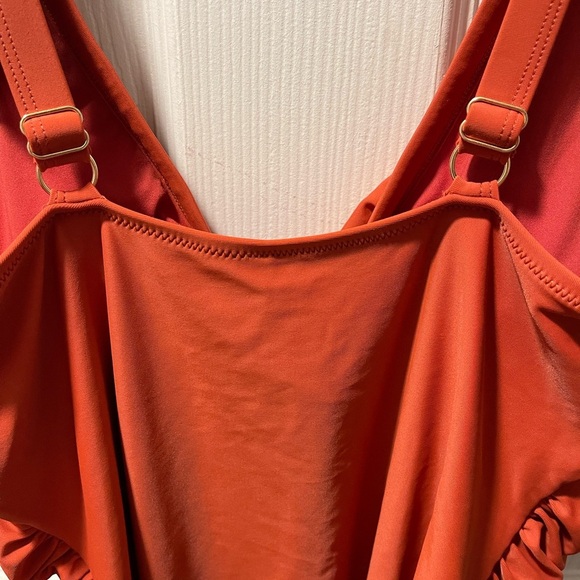 Ruffled One Piece Swimsuit - Orange - Picture 4 of 7